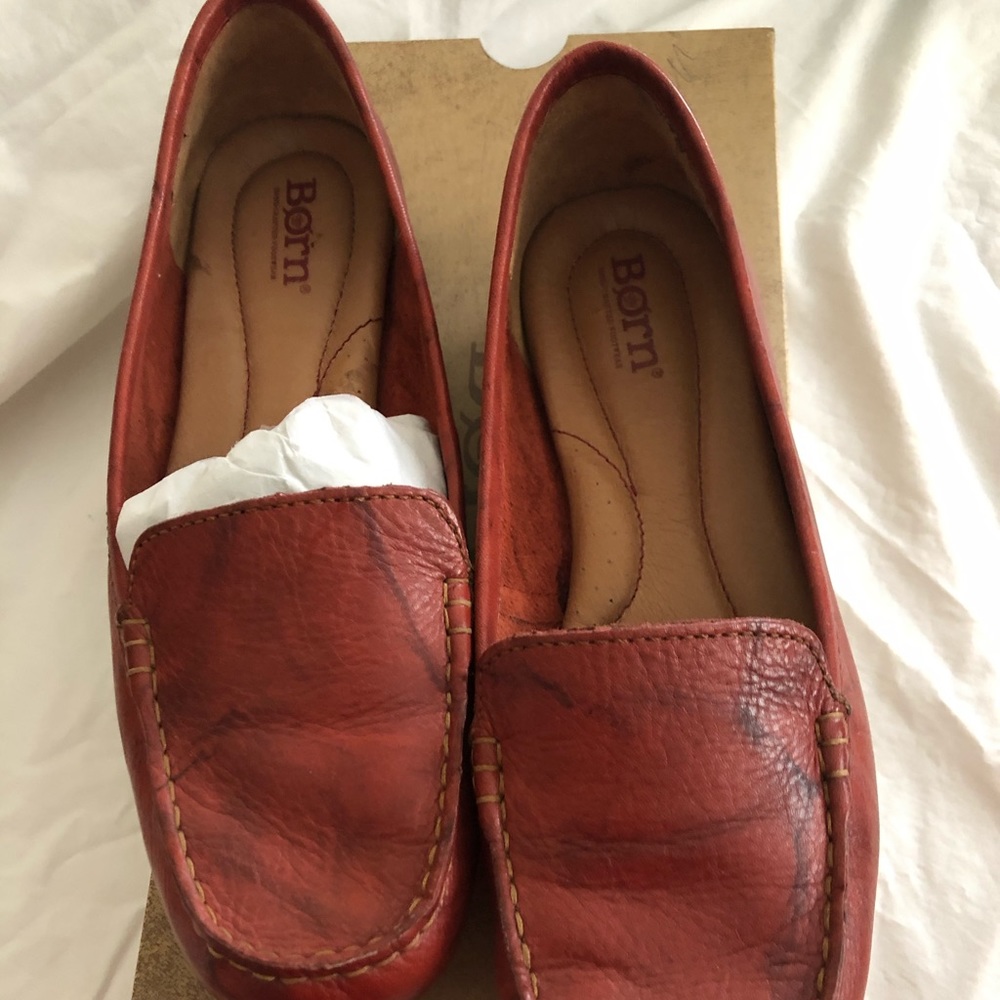 Born red leather loafer